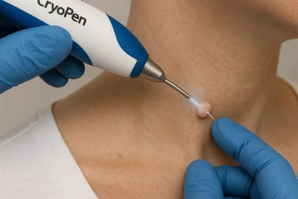 Person receiving Cryotherapy skin tag removal Sleaford
